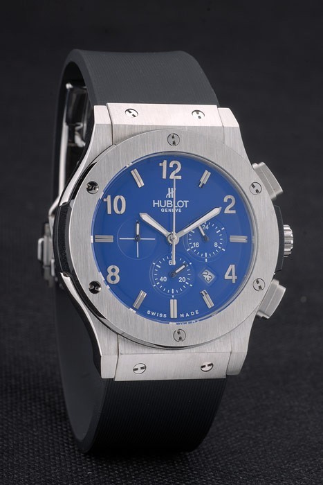 Hublot Big Bang Black Rubber Strap Blue Checkered Dial 80199